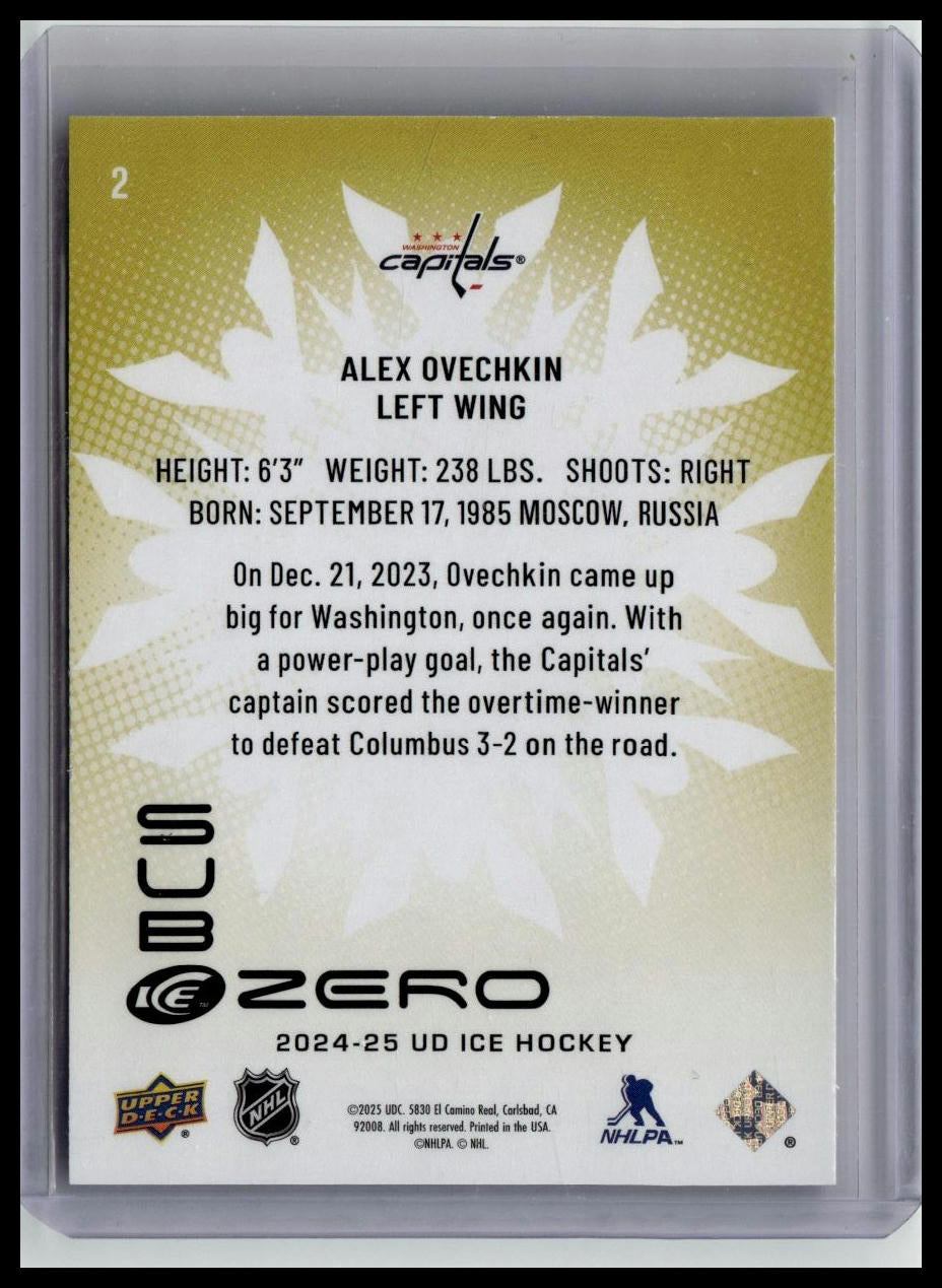 2024-25 Upper Deck Ice #2 Alex Ovechkin Sub Zero Stars