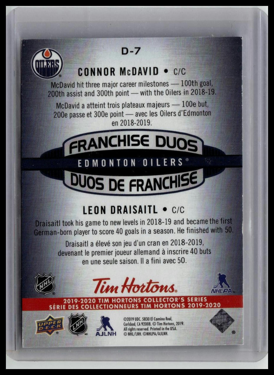 2019-20 Upper Deck #D-7 Connor McDavid / Leon Draisaitl Franchise Duos 3D
