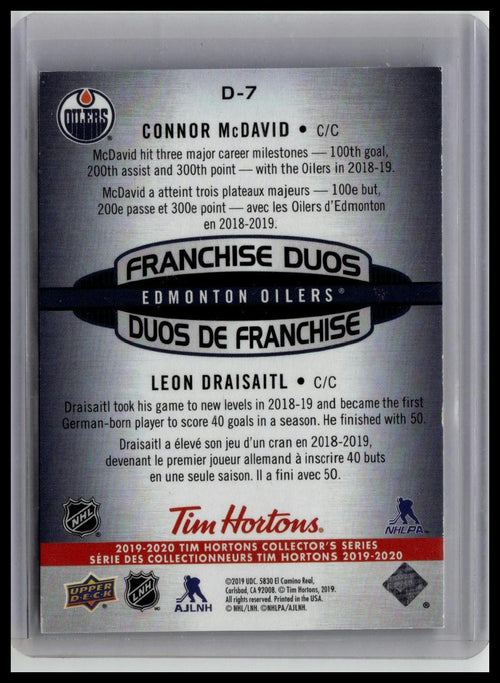 2019-20 Upper Deck #D-7 Connor McDavid / Leon Draisaitl Franchise Duos 3D