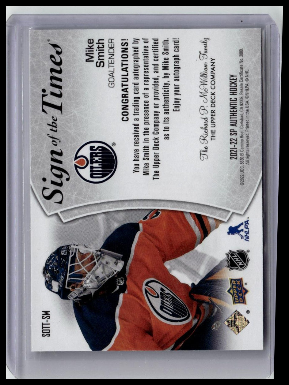 2021-22 SP Authentic #SOTT-SM Mike Smith Sign of the Times