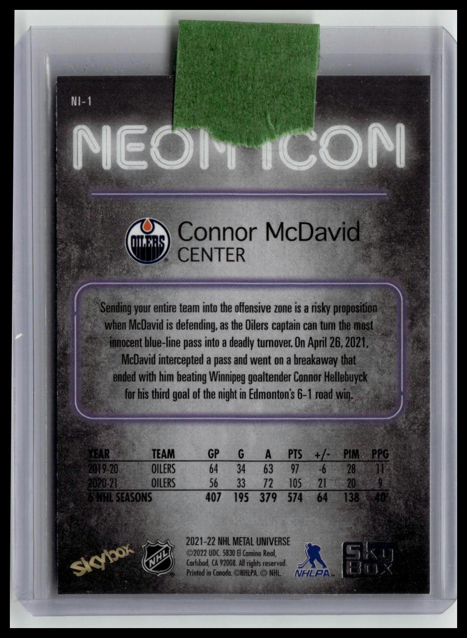 2021-22 SkyBox Metal Universe #NI-1 Connor McDavid Neon Icon