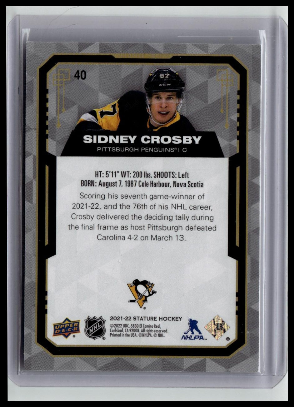 2021-22 Upper Deck Stature Sidney Crosby #40 /65