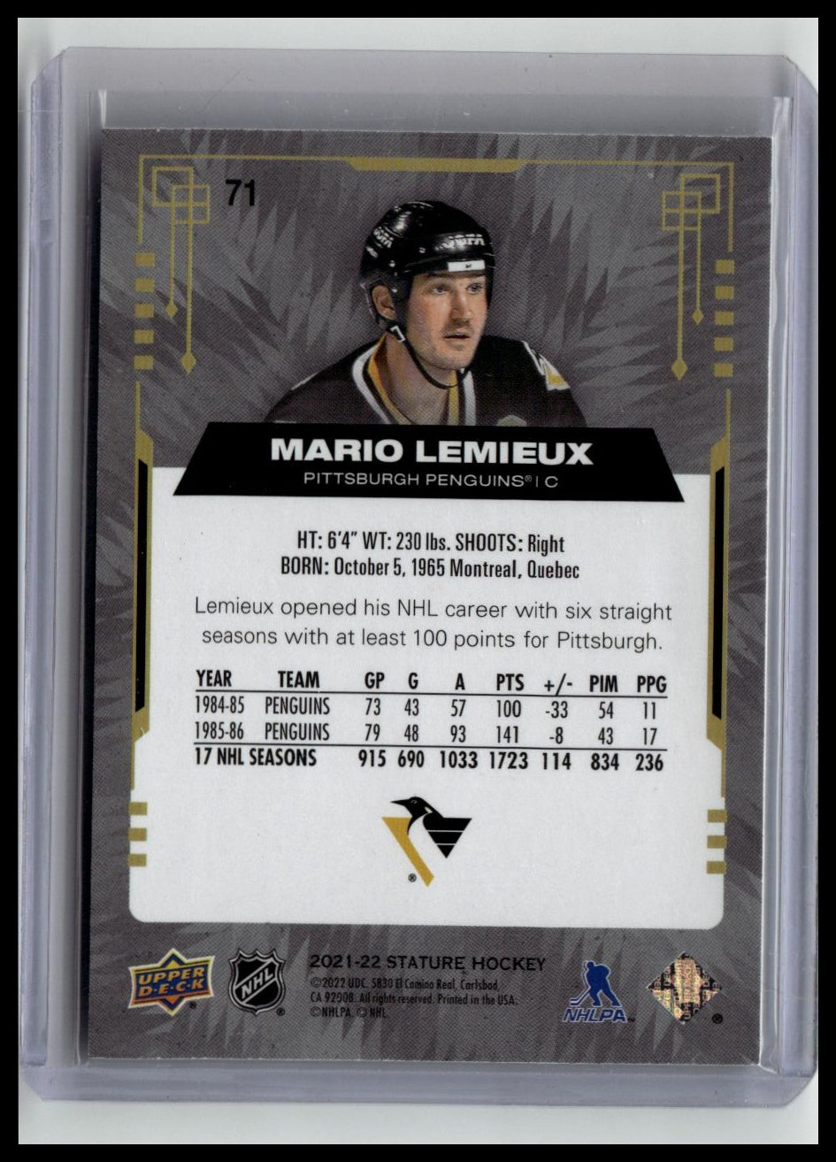 2021-22 Upper Deck Stature #71 Mario Lemieux Green #/149