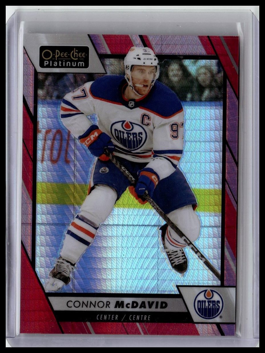 2023-24 O-Pee-Chee Platinum #100 Connor McDavid Red Prism #/199