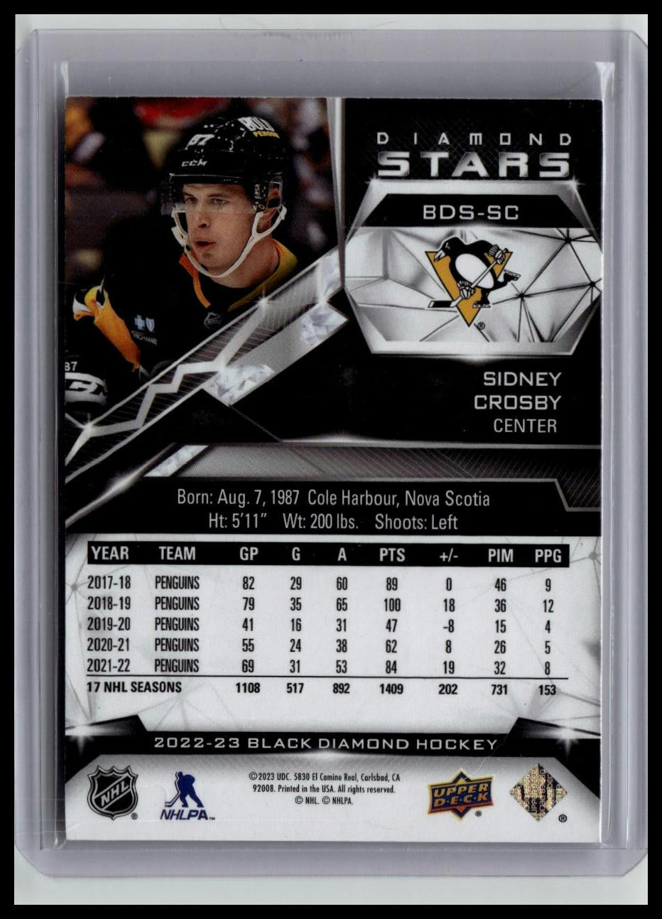 2022-23 Upper Deck Black Diamond BDS-SC Sidney Crosby Diamond Stars /49