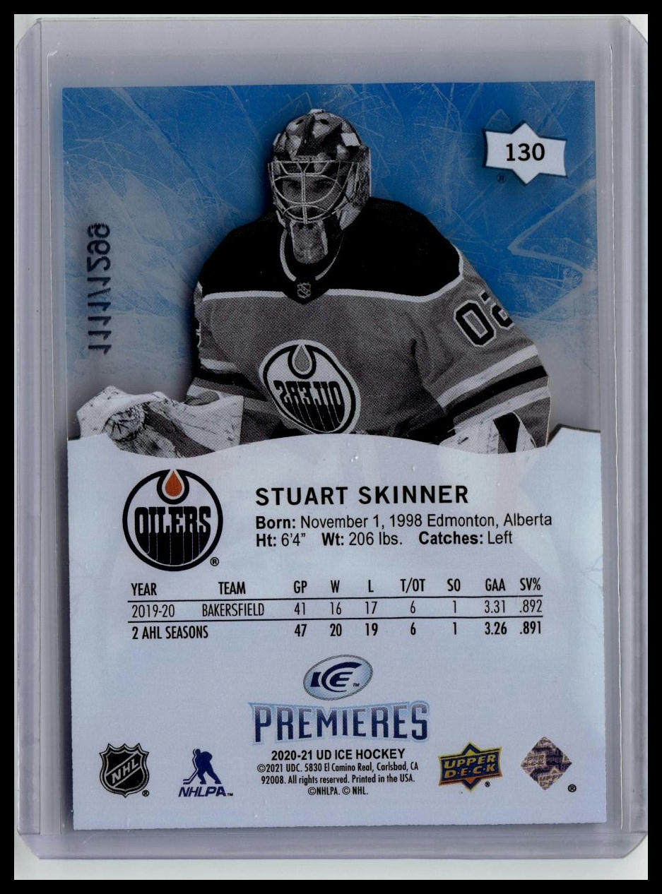 2021-22 Upper Deck Ice #130 Stuart Skinner 2020-21 Upper Deck Ice #/1299