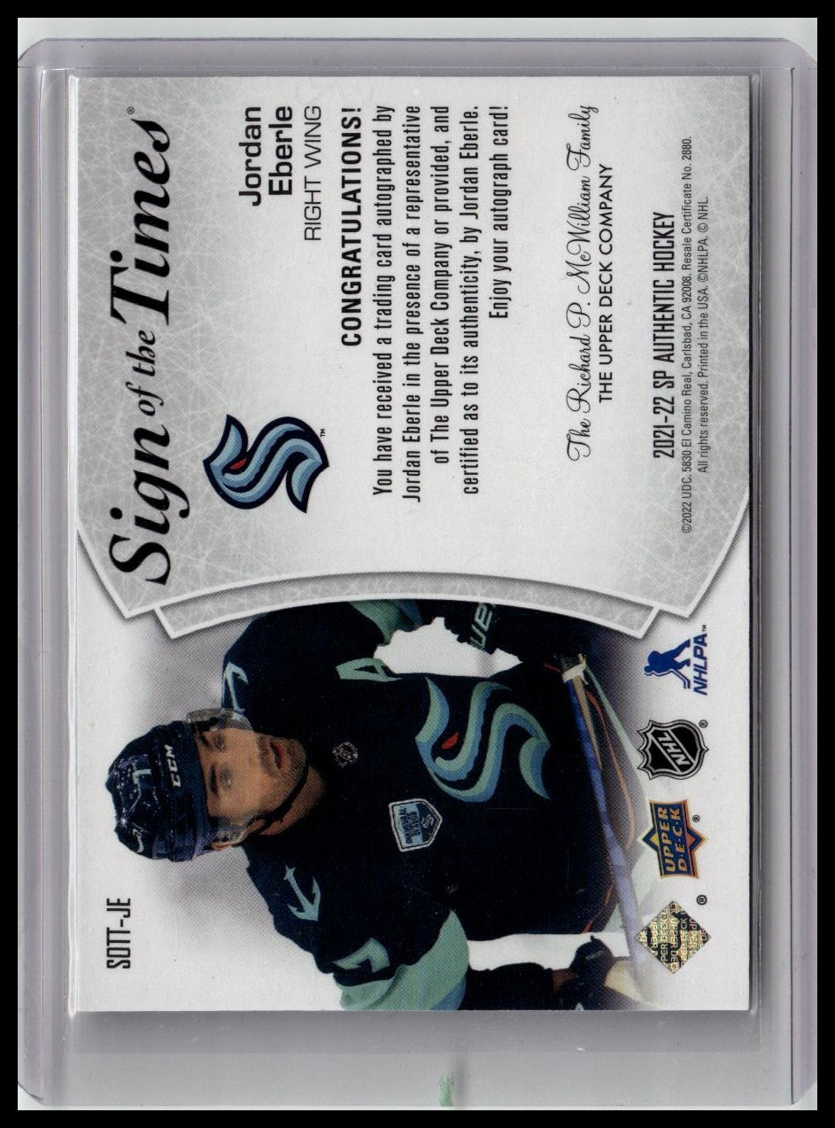 2021-22 SP Authentic #SOTT-JE Jordan Eberle Sign of the Times