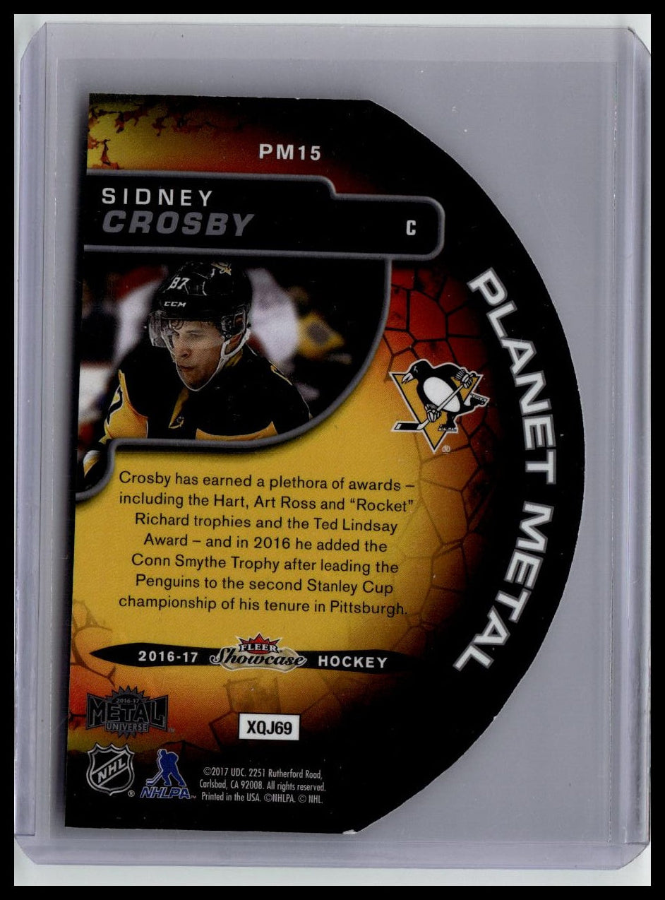 2016-17 Fleer Showcase #PM15 Sidney Crosby Metal Universe Planet Metal