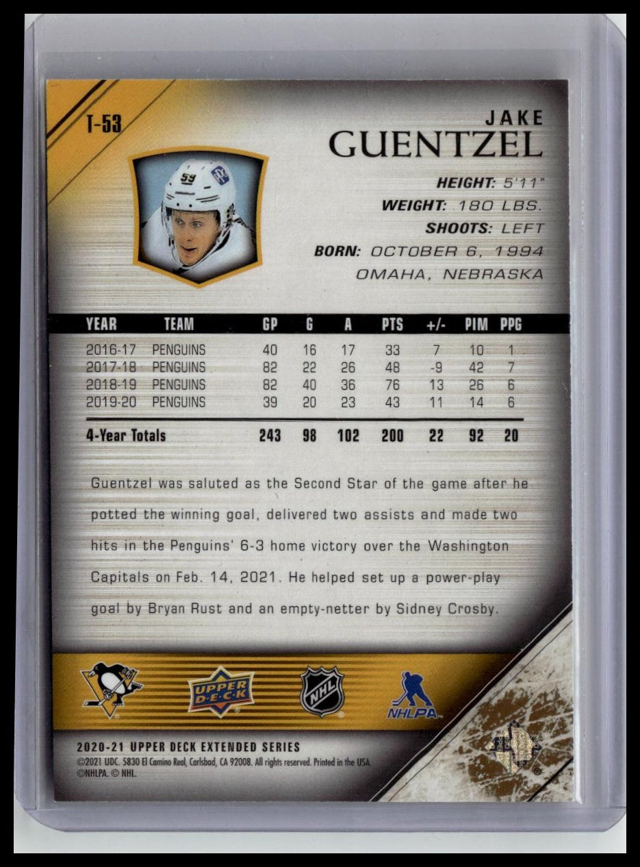 2020-21 Upper Deck #T-53 Jake Guentzel 2005-06 Upper Deck Tribute