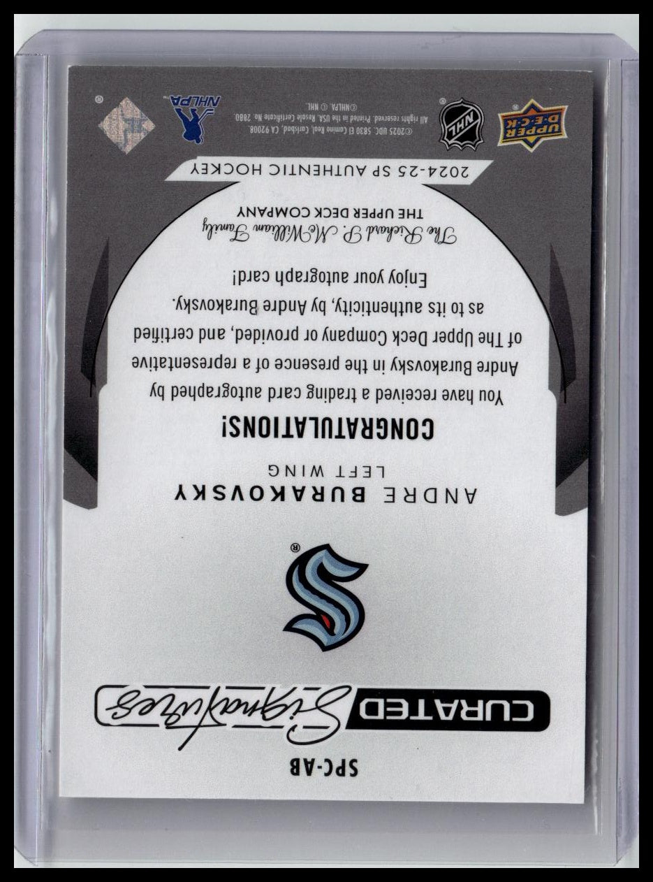 2024-25 SP Authentic #SPC-AB Andre Burakovsky Curated Signatures #/299