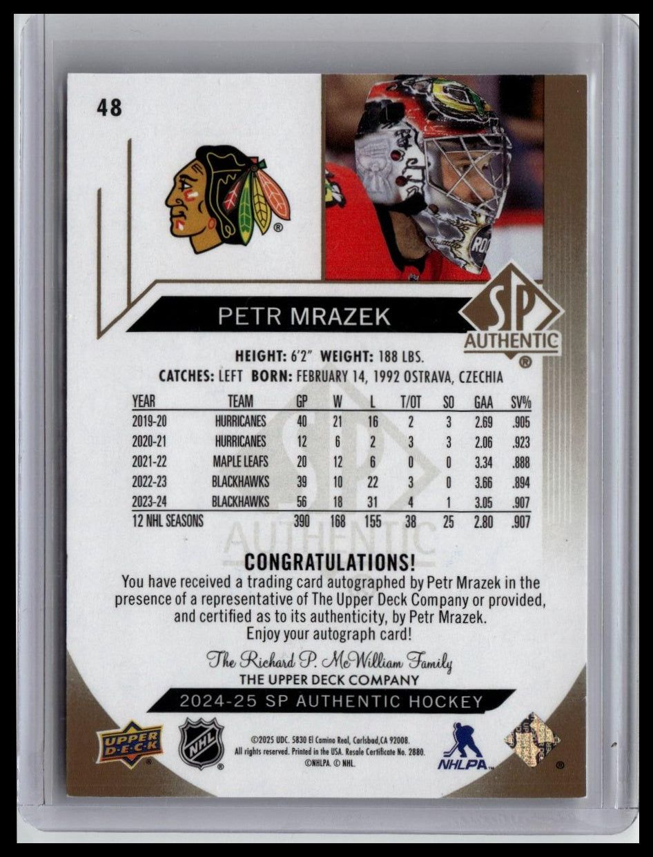 2024-25 SP Authentic #48 Petr Mrazek Auto Limited