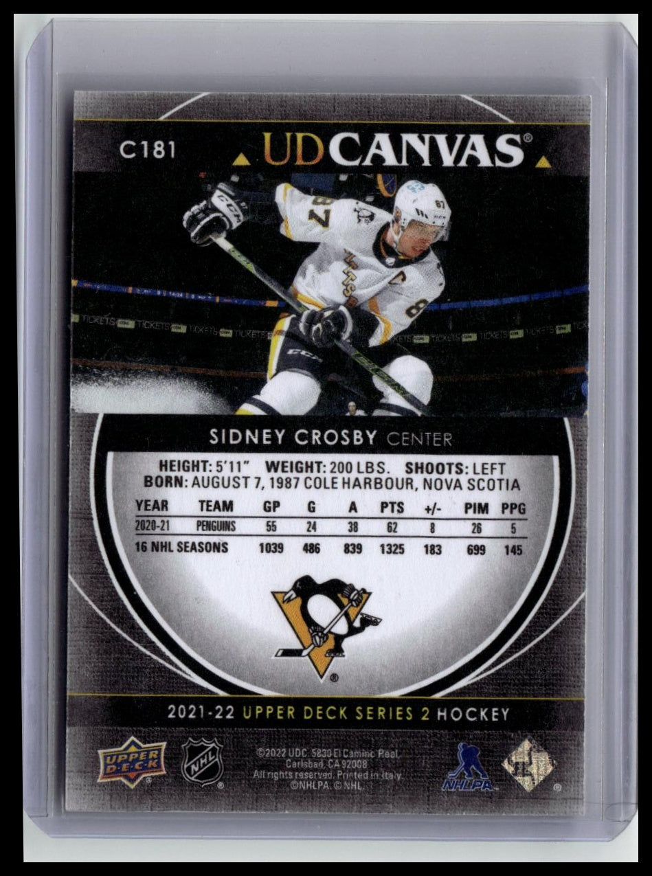 2021-22 Upper Deck #C181 Sidney Crosby UD Canvas
