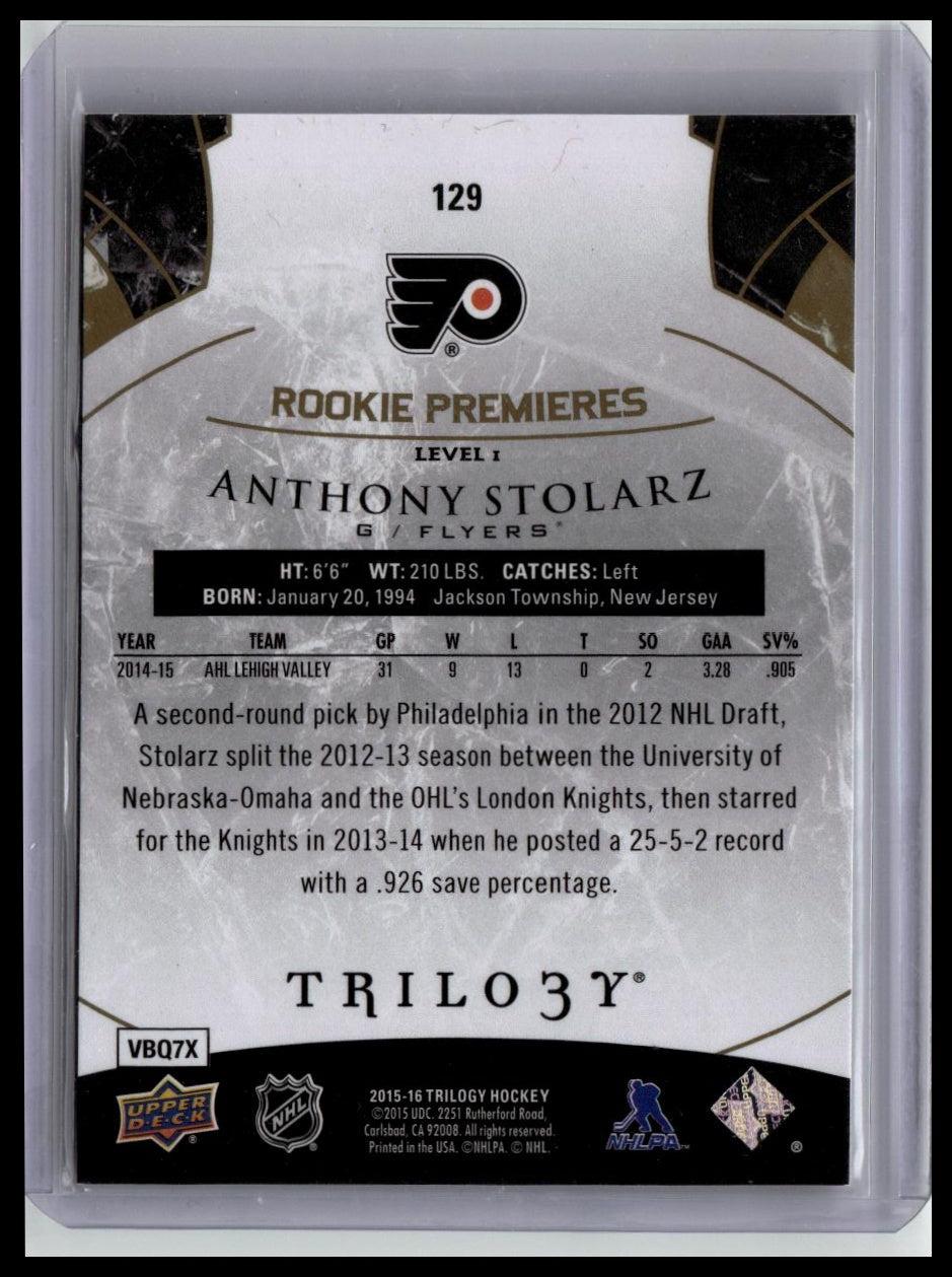 2015-16 Upper Deck Trilogy #129 Anthony Stolarz #/999