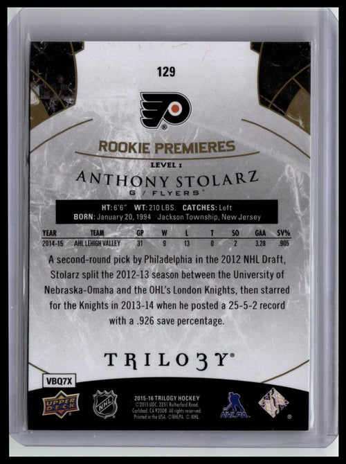 2015-16 Upper Deck Trilogy #129 Anthony Stolarz #/999