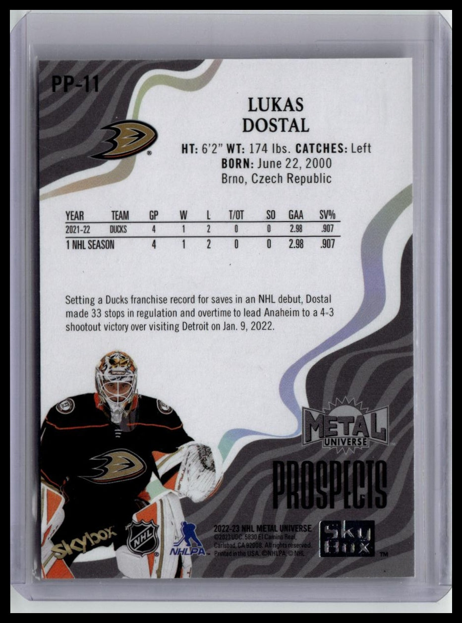 2022-23 SkyBox Metal Universe #PP-11 Lukas Dostal Skybox Premium Prospects