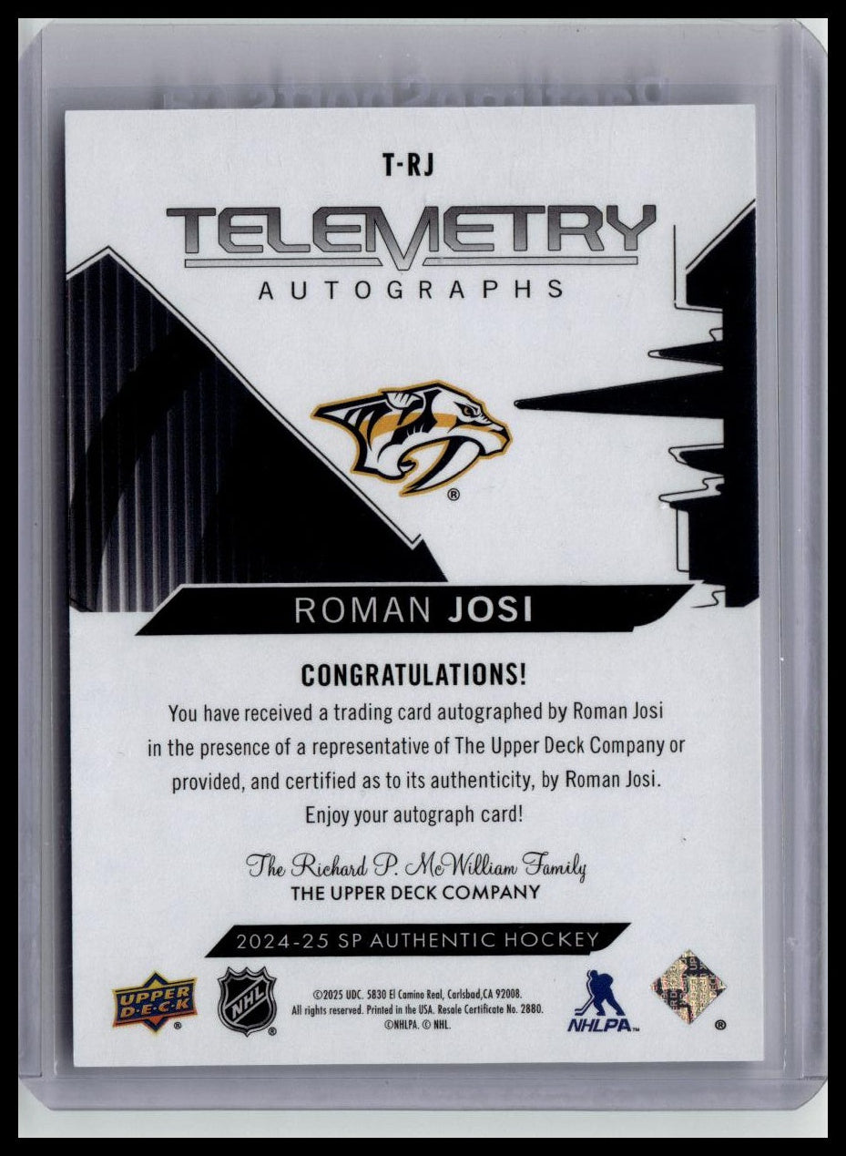 2024-25 SP Authentic Telemetry Roman Josi T-RJ