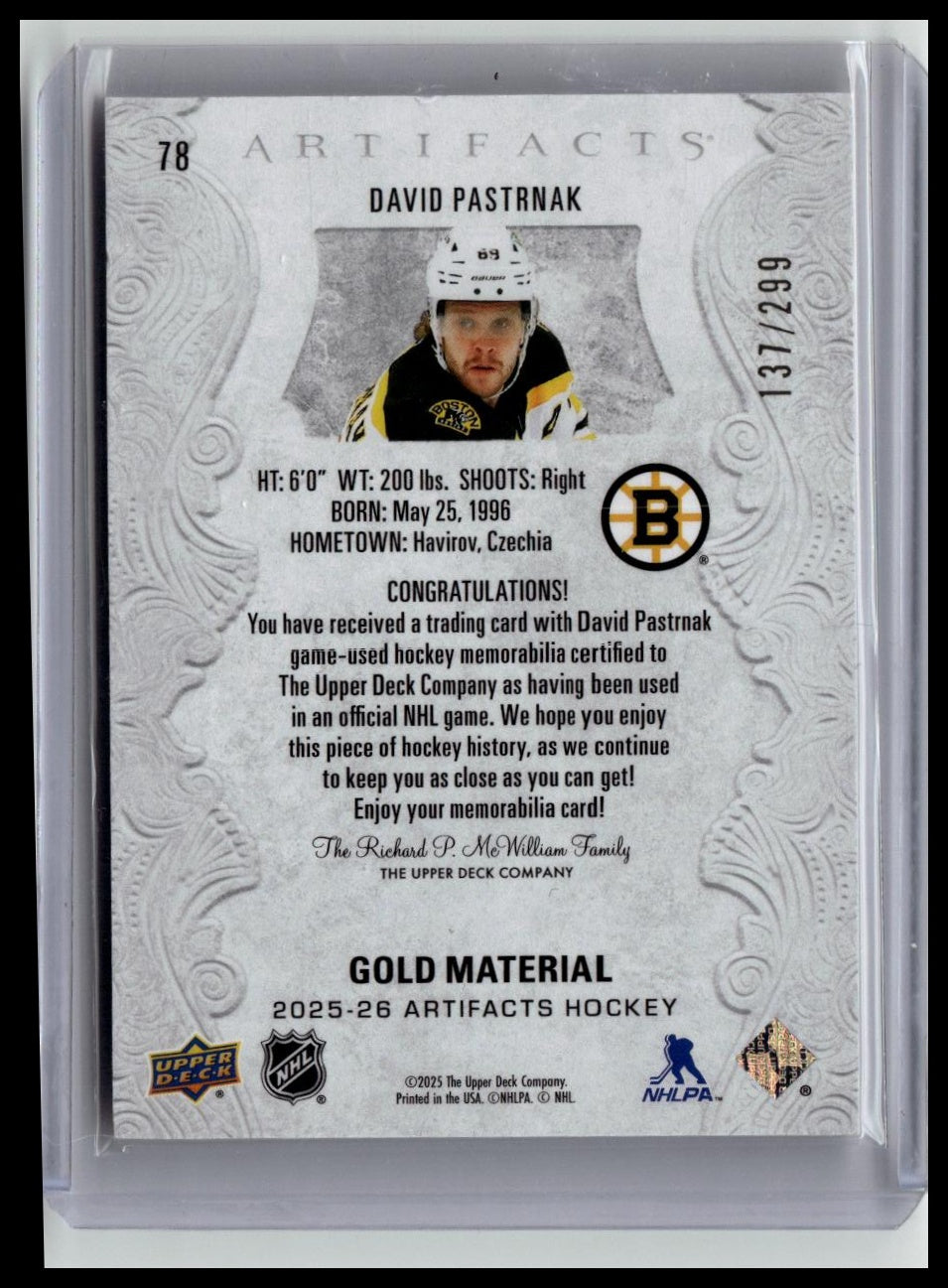 2025-26 Upper Deck Artifacts #78 David Pastrnak Lime Green #/125