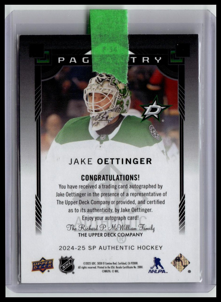 2024-25 SP Authentic #P-54 Jake Oettinger Pageantry Auto