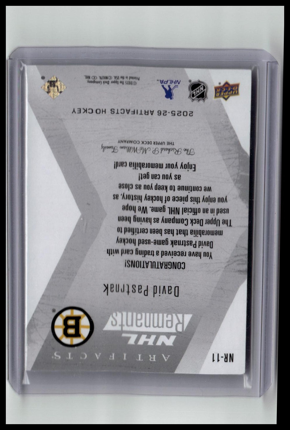 2025-26 Artifacts David Pastrnak Jersey