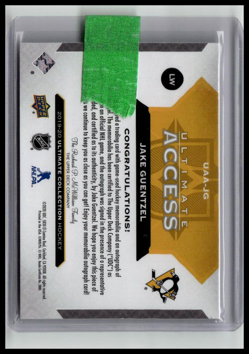 2019-20 UD Ultimate Collection Jake Guentzel Ultimate Jersey Autographs #/135