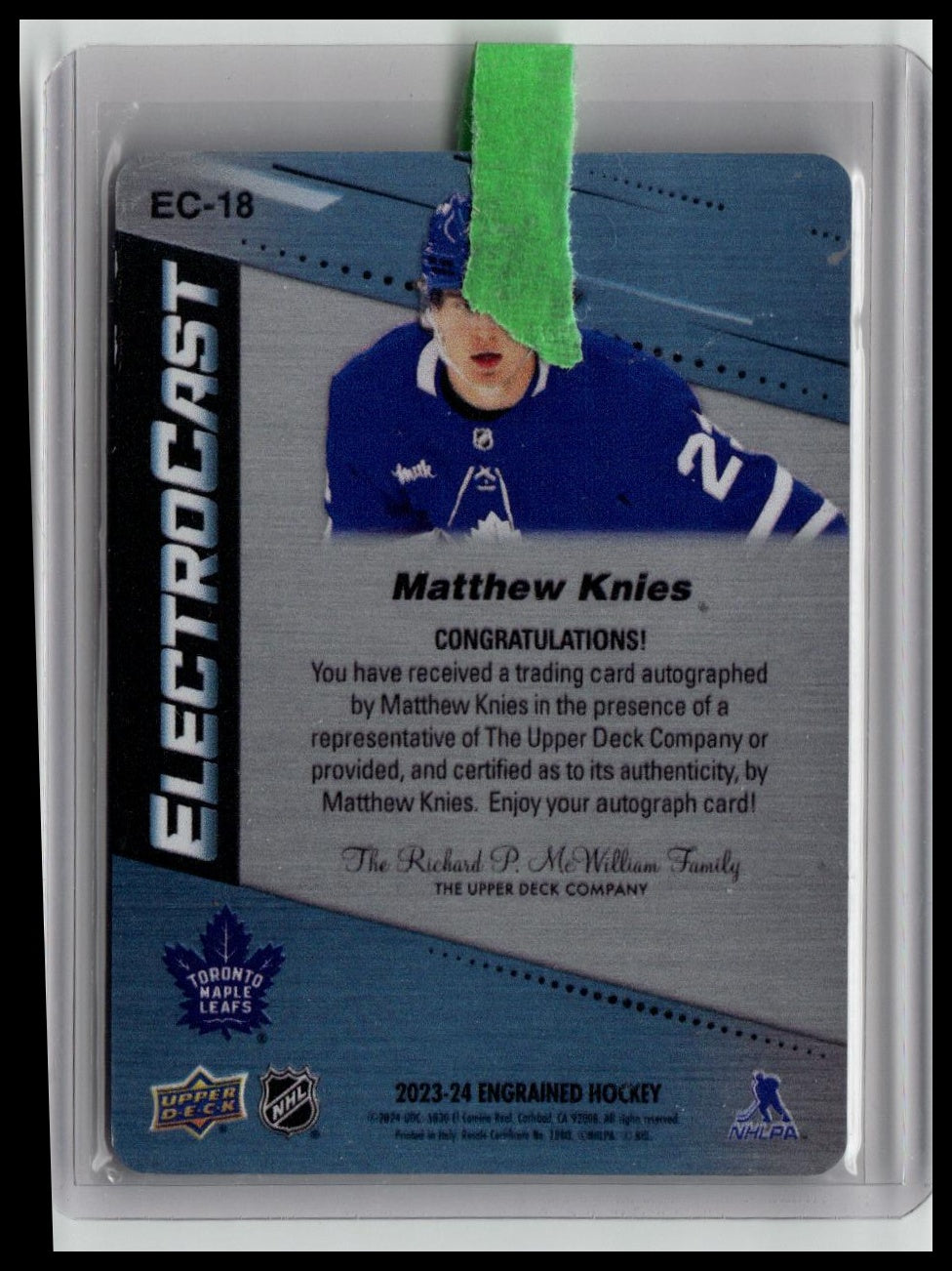 2023-24 UD Engrained Matthew Knies Electrocast rookie auto