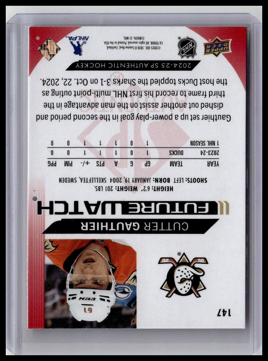 2024-25 SP Authentic #147 Cutter Gauthier Limited Red