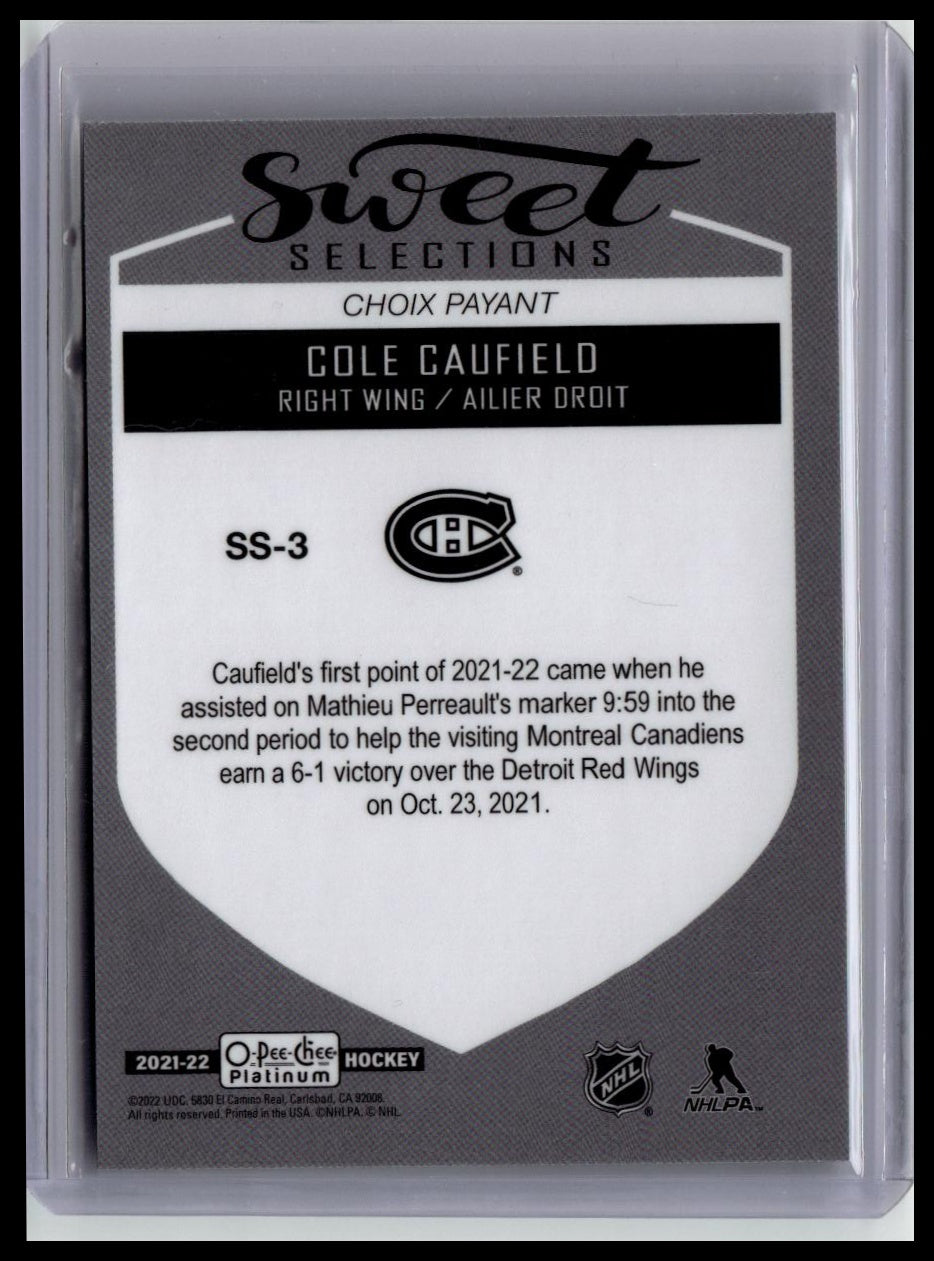 2021-22 O-Pee-Chee Platinum #SS-3 Cole Caufield Sweet-Selections