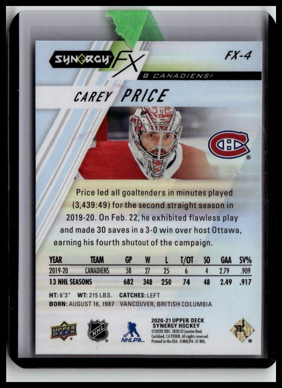 2020-21 Upper Deck Synergy #FX-4 Carey Price Synergy FX Purple #/349