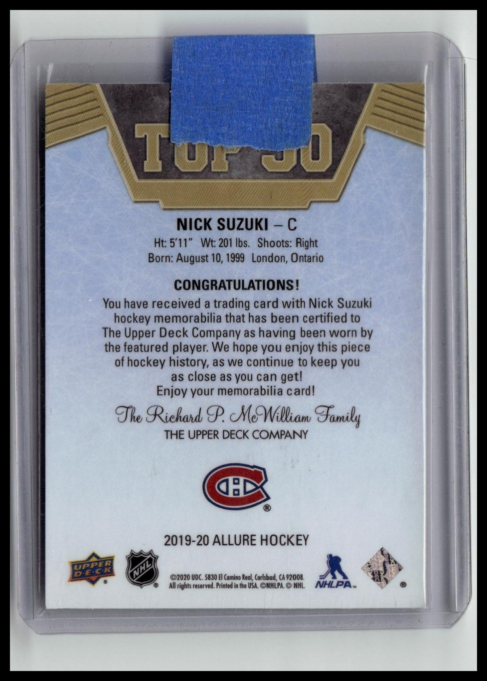 2019-20 UD Allure Nick Suzuki Top 50