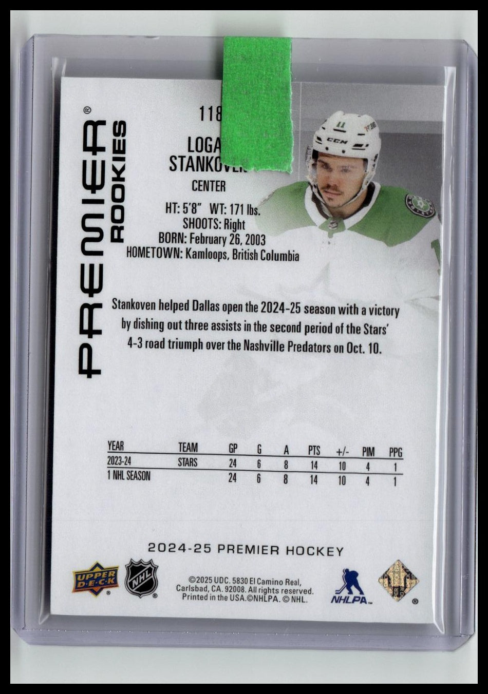2024-25 Upper Deck Premier #118 Logan Stankoven #/399