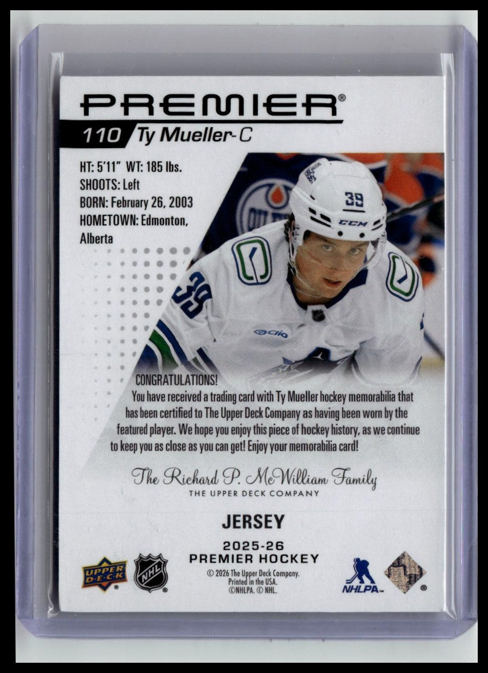 2025-26 Upper Deck Premier #110 Ty Mueller Jersey