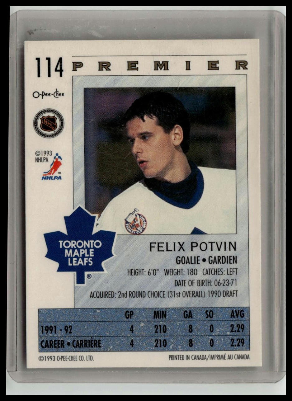 1992-93 O-Pee-Chee Premier #114 Felix Potvin