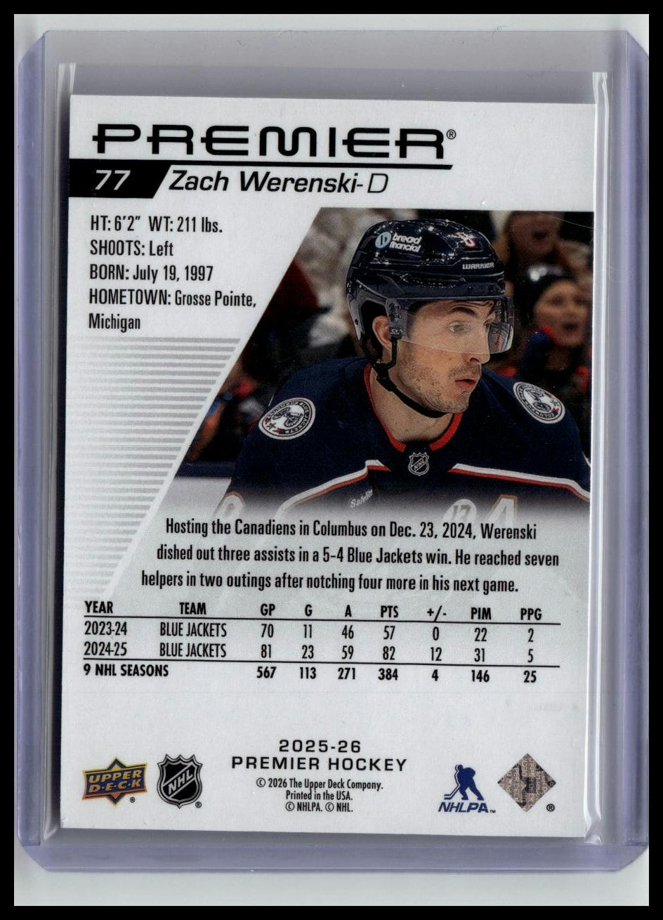 2025-26 Upper Deck Premier #77 Zach Werenski #/249
