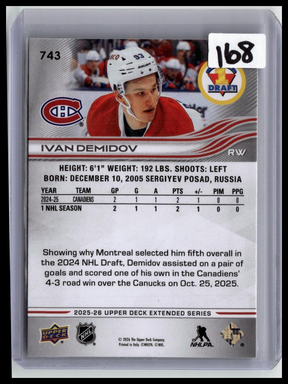 2025-26 Upper Deck #743 Ivan Demidov 1st round draft