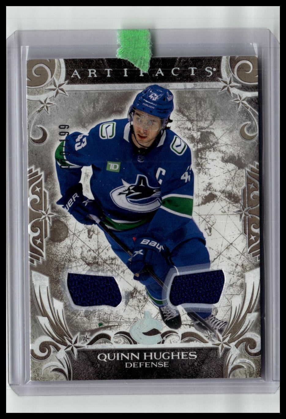2024-25 Upper Deck Artifacts #141 Quinn Hughes Material Gold #/199