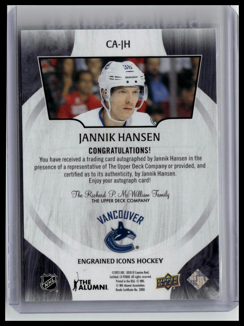 2024-25 Upper Deck Engrained Icons #CA-JH Jannik Hansen Auto
