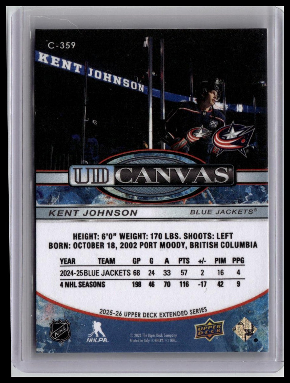 2025-26 Upper Deck #C-359 Kent Johnson UD Canvas