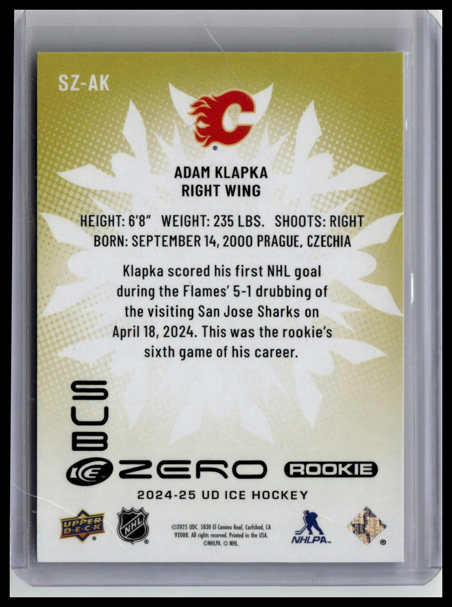 2024-25 Upper Deck Ice #SZ-AK Adam Klapka Sub Zero Rookies #/699