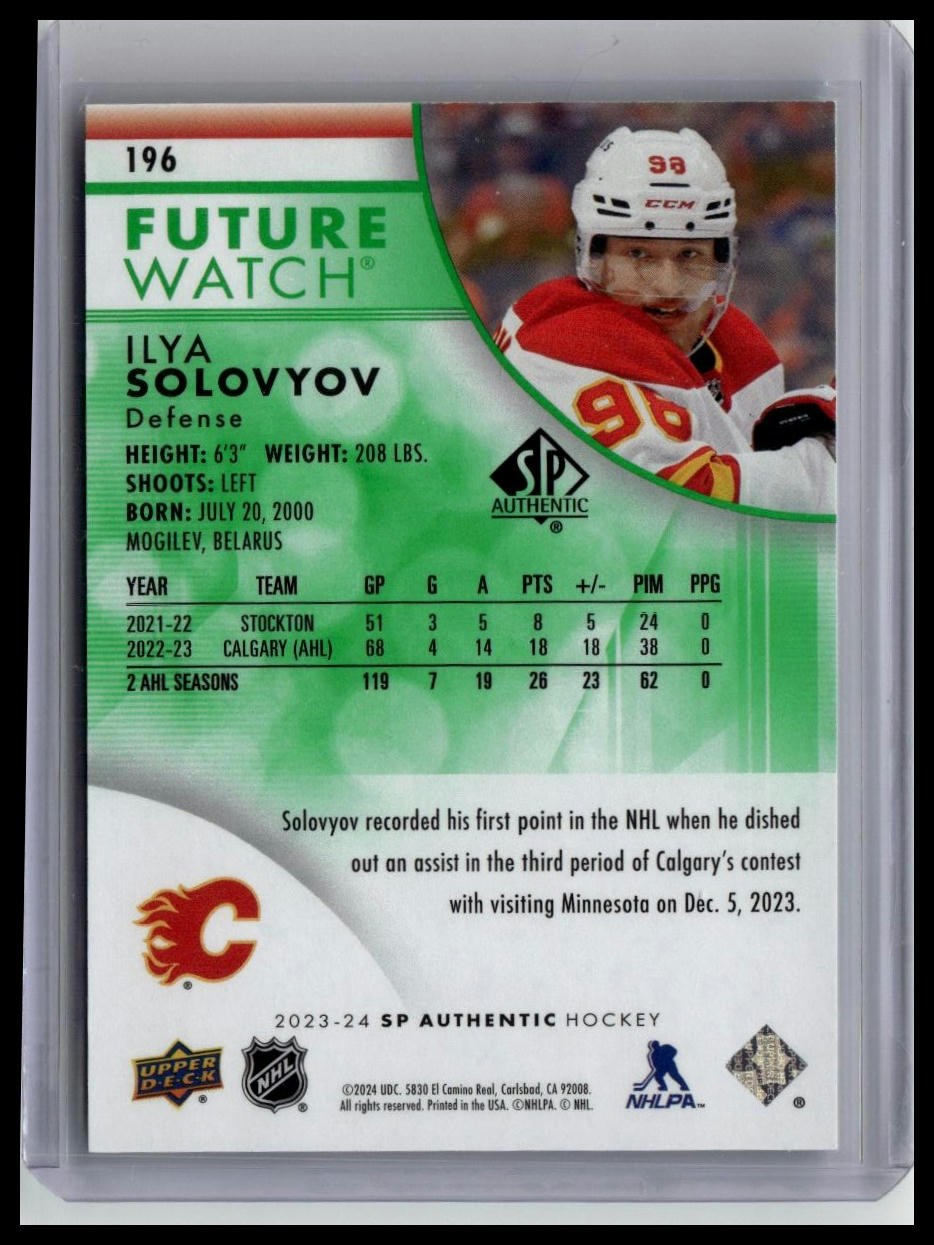 2023-24 SP Authentic #196 Ilya Solovyov Limited Green #/199