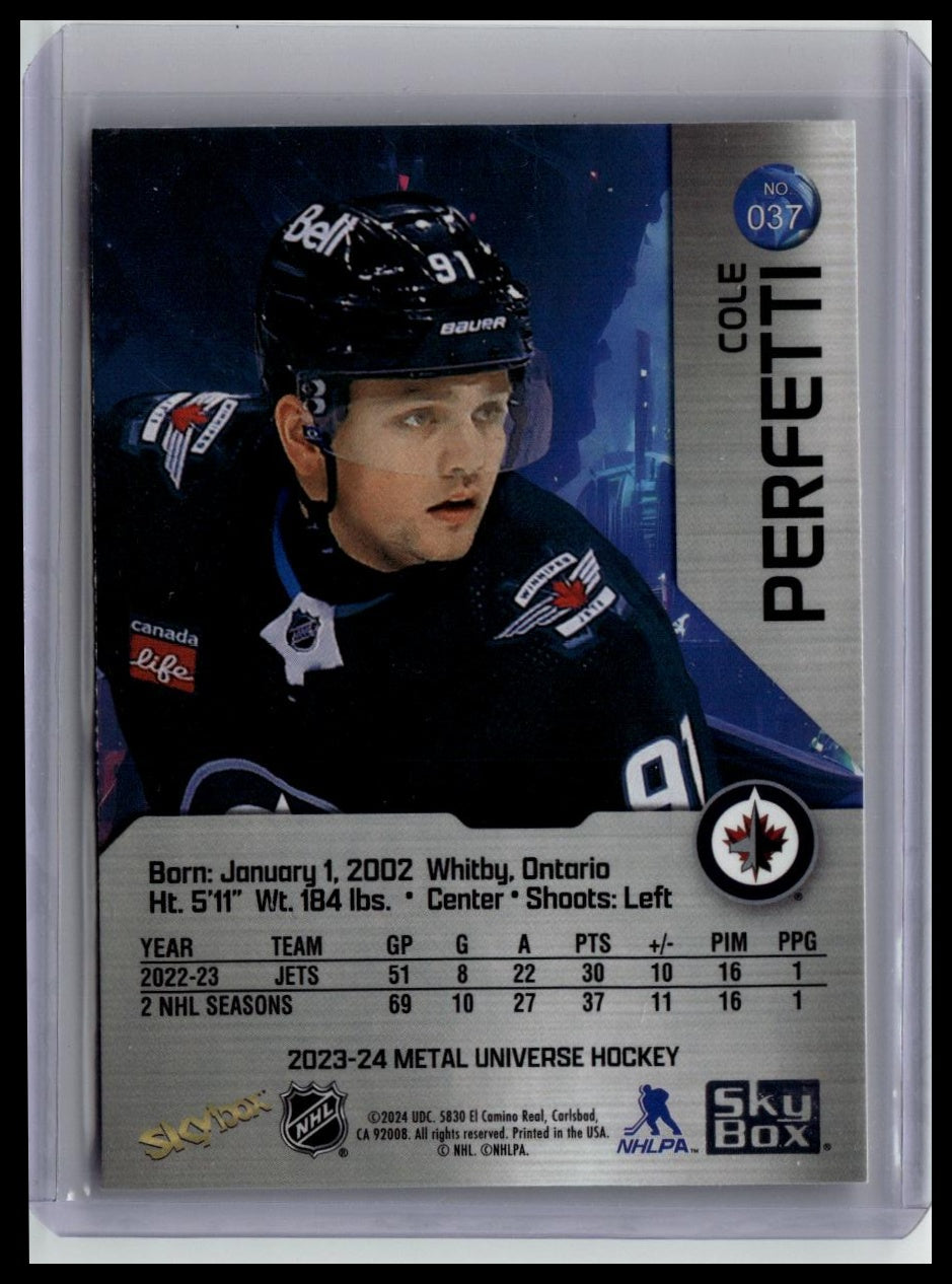 2023-24 SkyBox Metal Universe #037 Cole Perfetti