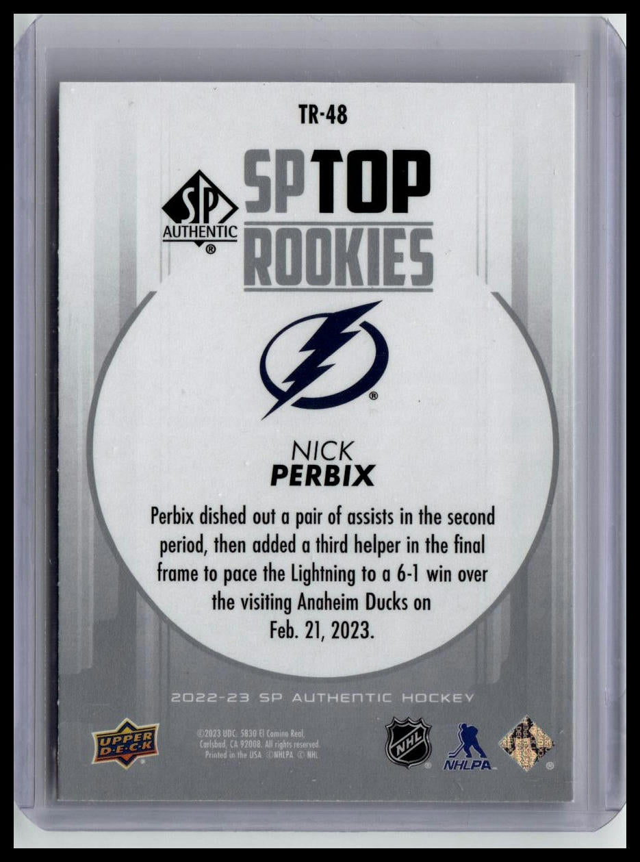 2022-23 SP Authentic #TR-48 Nick Perbix Top Rookies Blue