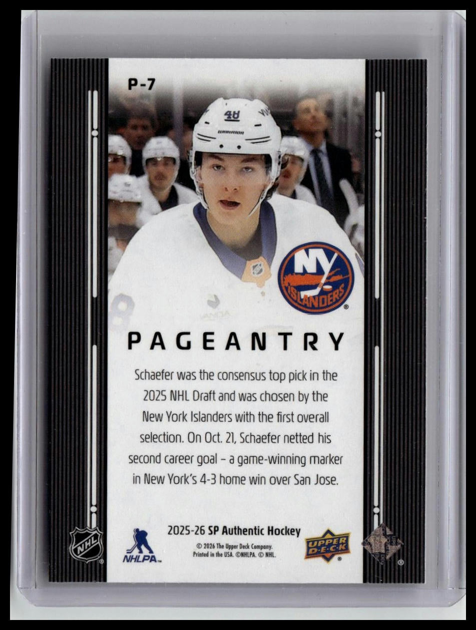 2025-26 SP Authentic #P-7 Matthew Schaefer Pageantry