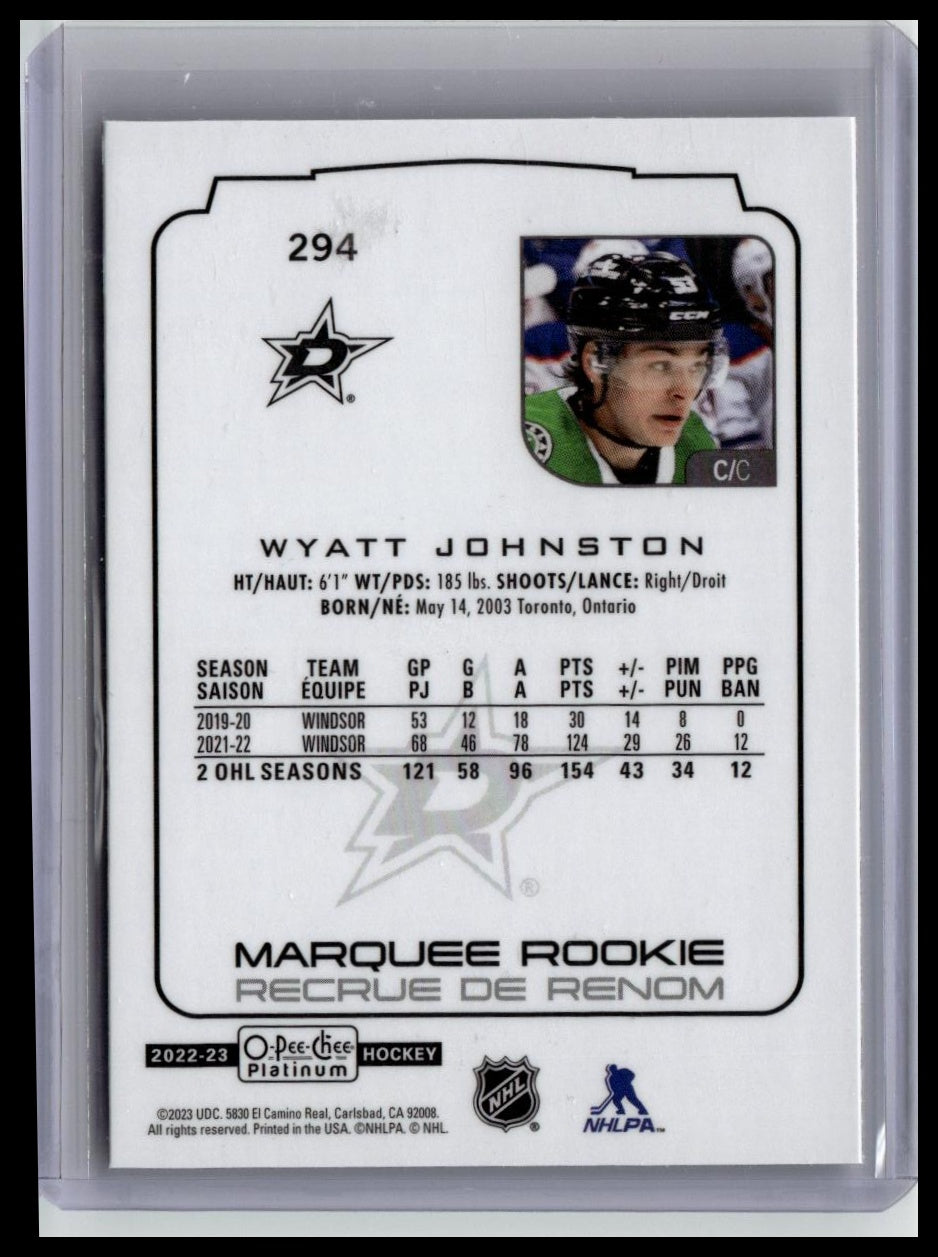 2022-23 Wyatt Johnston OPC Platinum Marquee Rookie