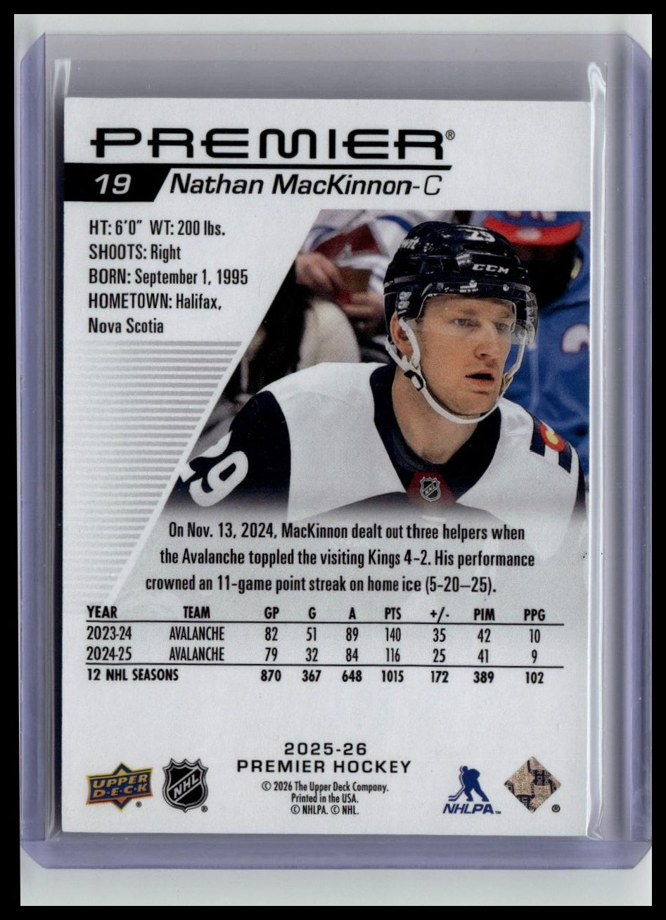 2015-16 Upper Deck Premier #21 Nathan MacKinnon Base - Brand Logo Patch #/6