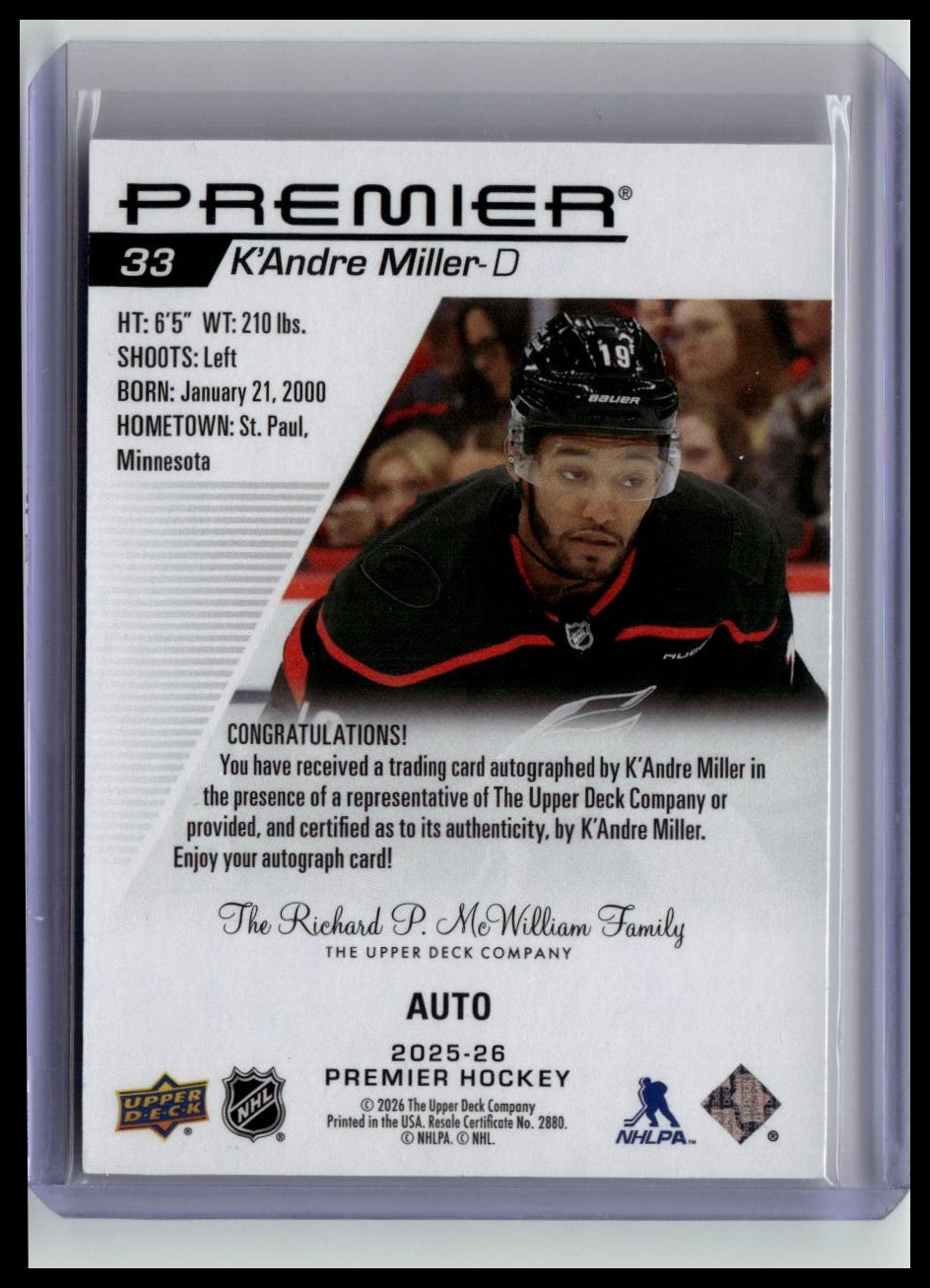 2025-26 Upper Deck Premier #33 K'Andre Miller Auto