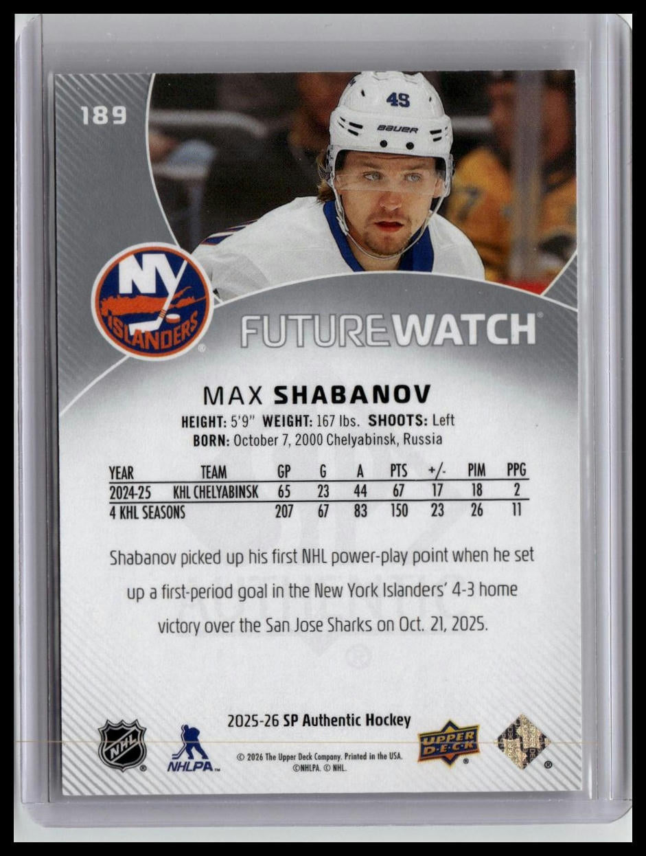 2025-26 SP Authentic #189 Max Shabanov #/999