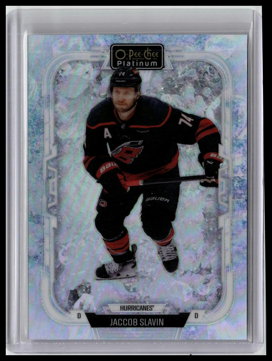 2025-26 O-Pee-Chee Platinum #123 Jaccob Slavin Arctic Freeze #/99