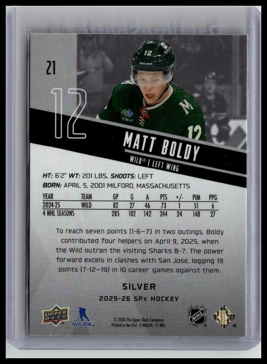 2025-26 SPx #21 Matt Boldy Silver