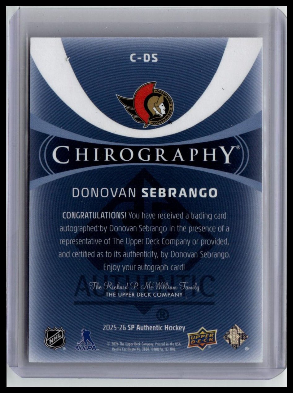 2025-26 SP Authentic #C-DS Donovan Sebrango Chirography