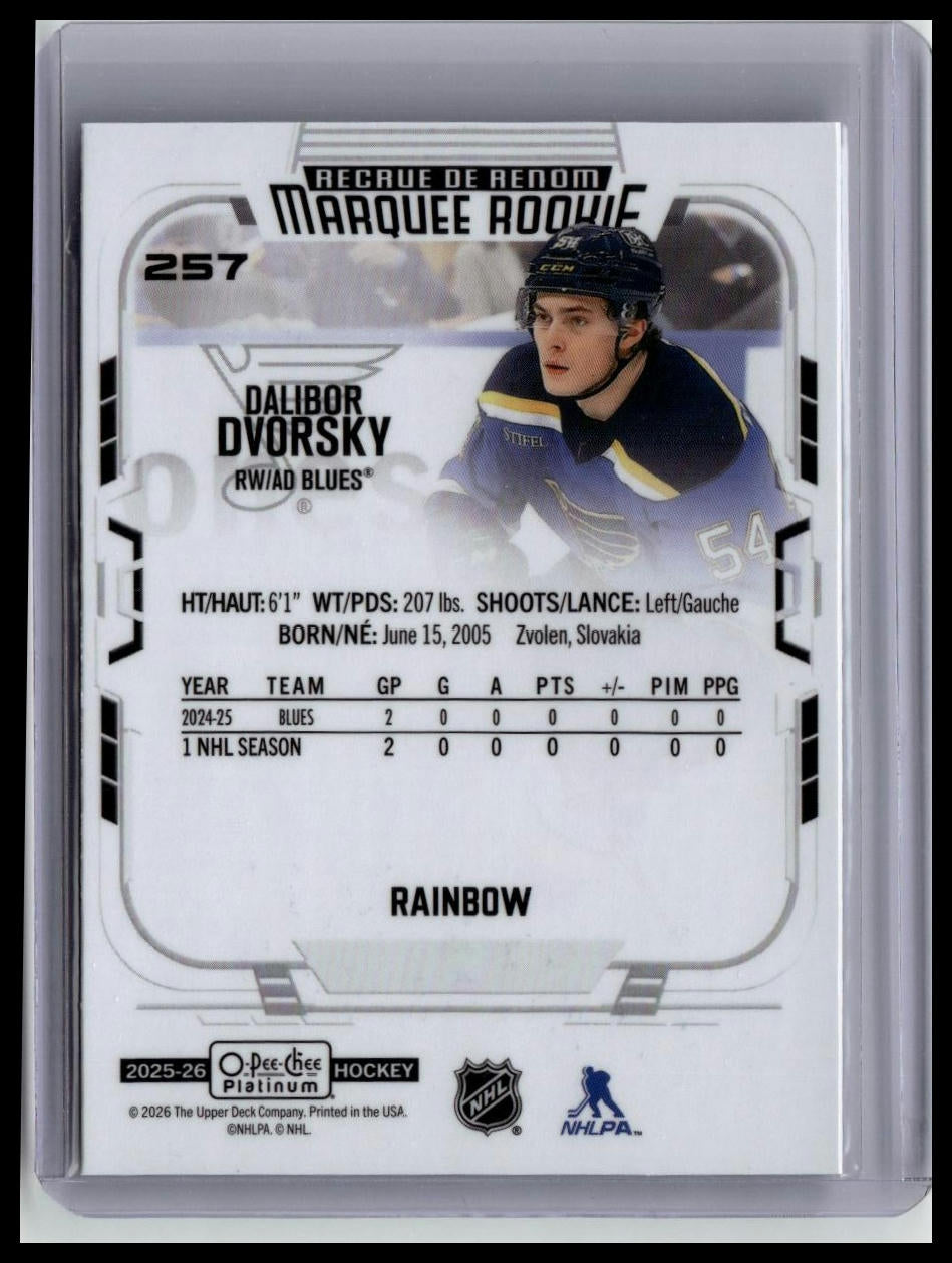 2025-26 OPC Platinum Dalibor Dvorsky Marquee Rookie Rainbow